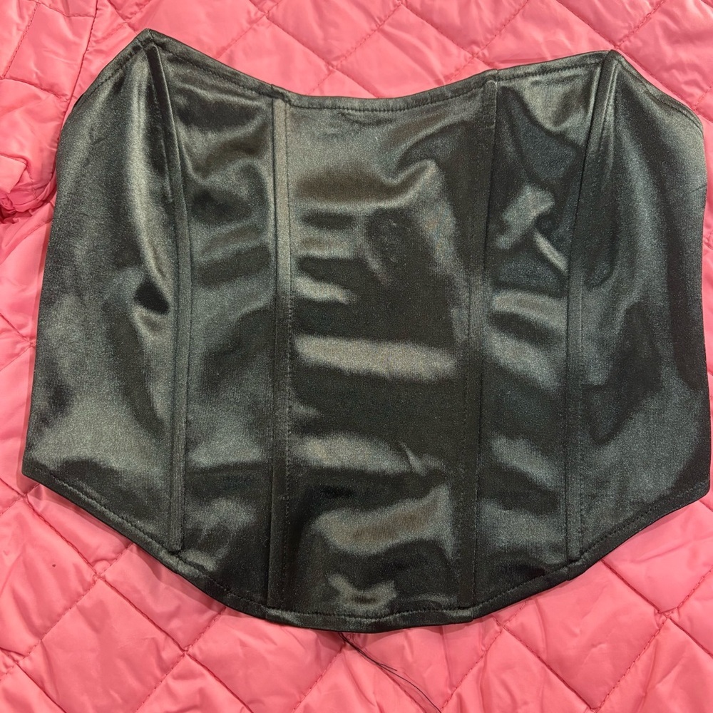 Black Satin Corset Top